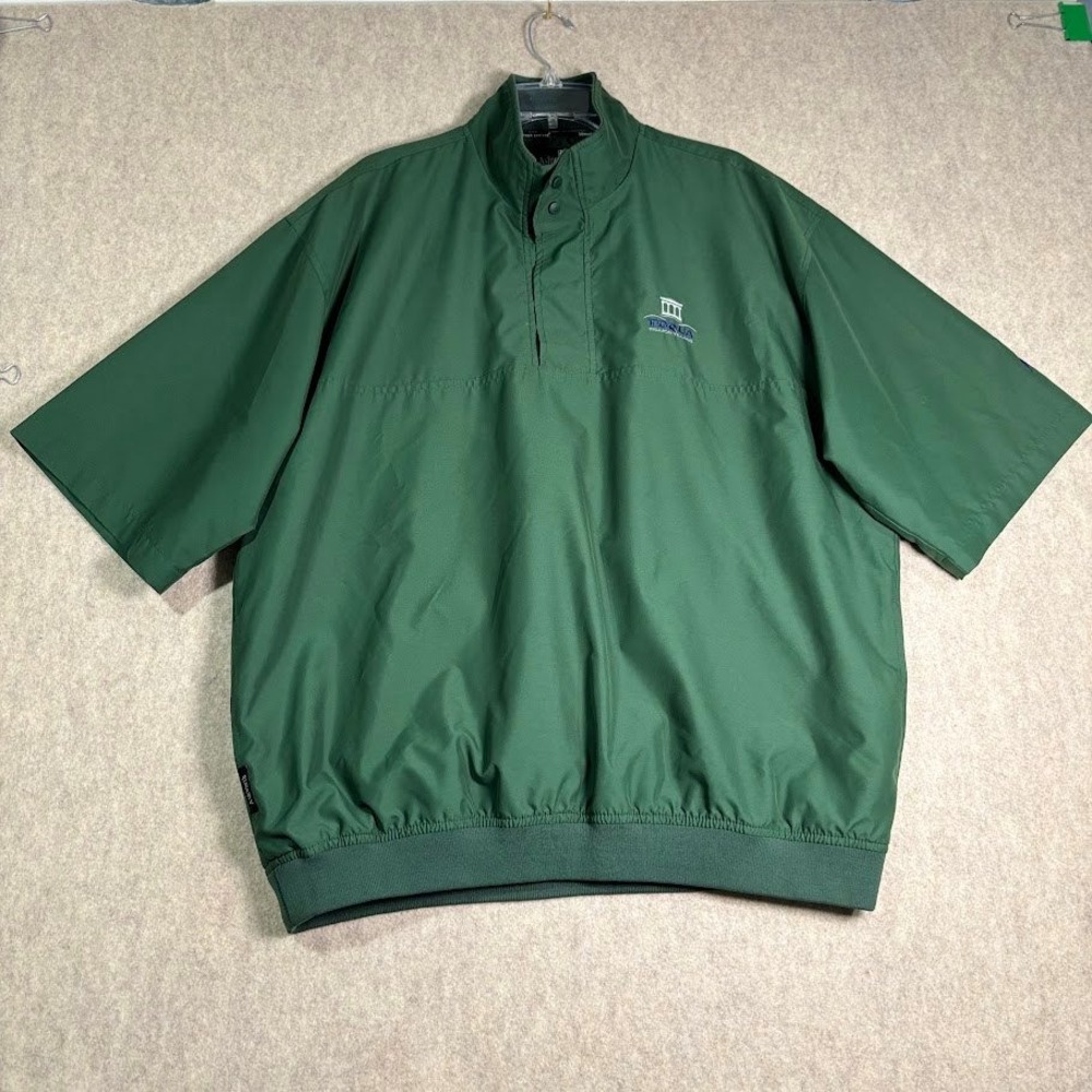 Ashworth Golf Windbreaker Pullover Mens XL Green Polyester Short Sleeve Vintage